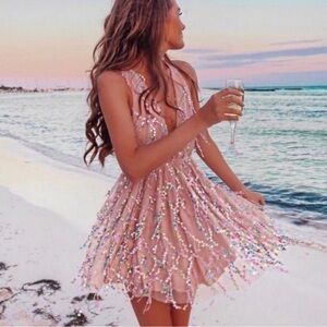 HELLOMOLLY Try Your Luck Sequin Dress mini sparkle Size XS *